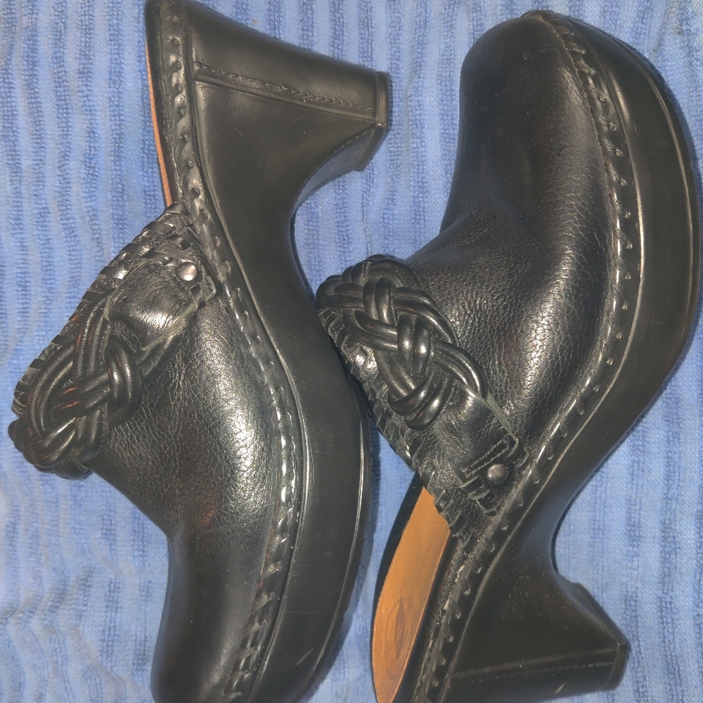 Black Leather Clogs/Mules by Nurture